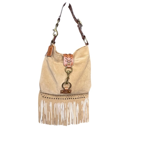 Coach Handbags - Coach Limited edition Tan Suede Hobo Bag with Fringe Details